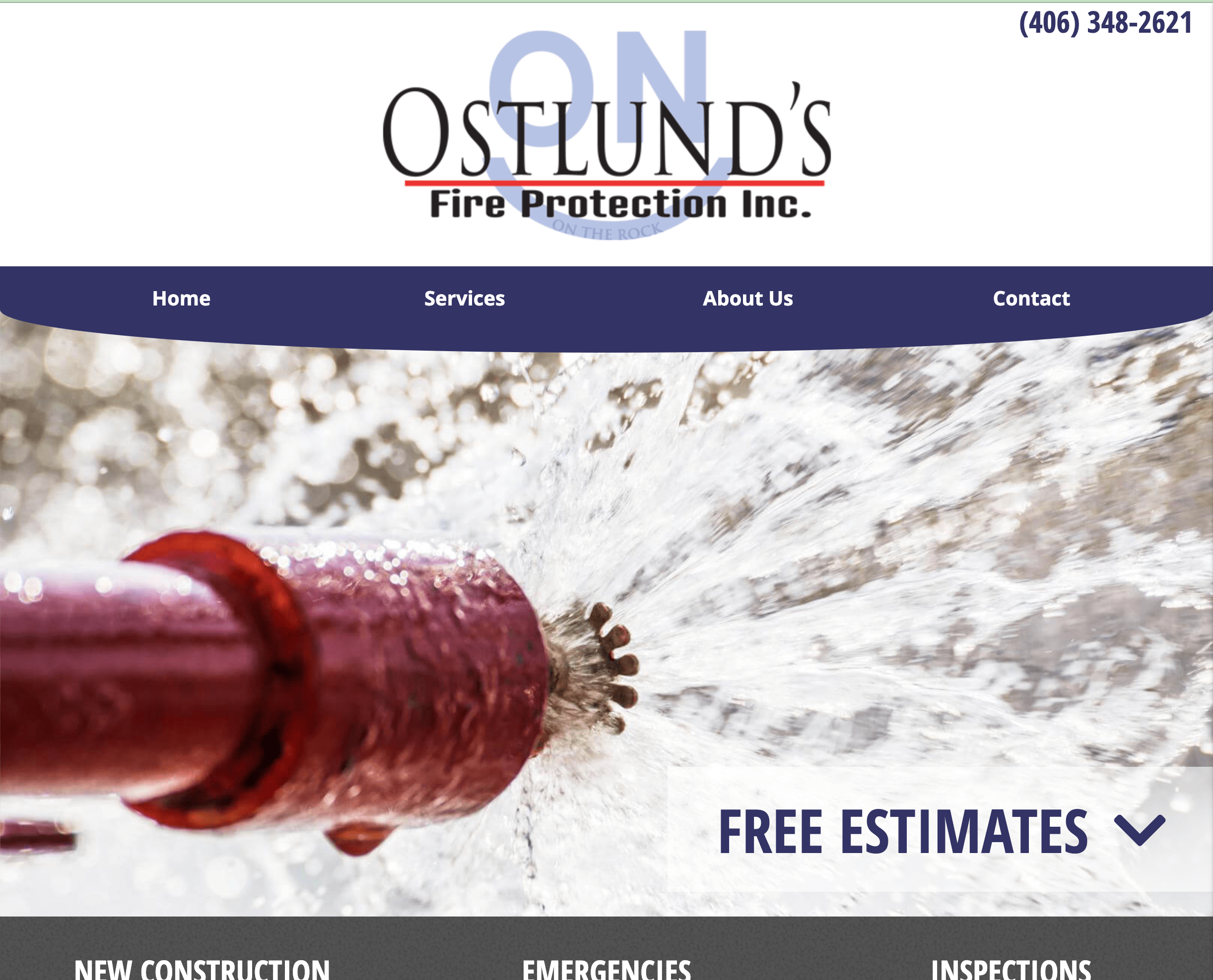 A screenshot of Ostlund's Fire Protection website